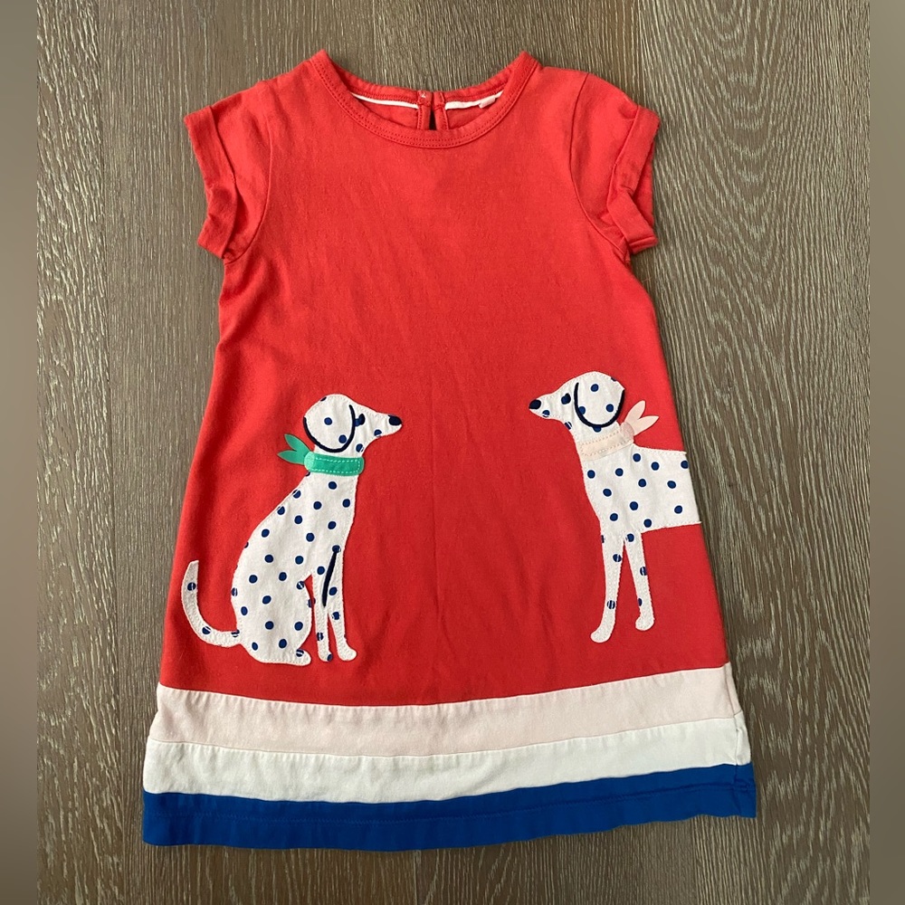 Mini Boden Dalmatian Appliqué Dress Sz 3 - 4Y